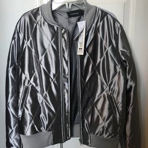 MINKPINK Silver Quilted Bomber Jacket